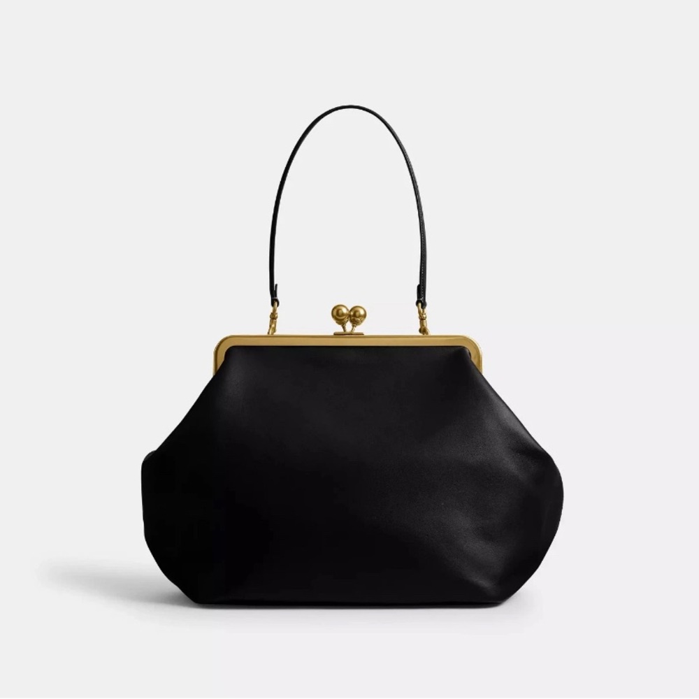 NWT - COACH KISSLOCK FRAME BAG Black with Gold - never used